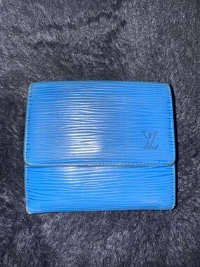 Louis Vuitton Blue Epi Leather Compact Fold Wallet